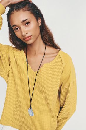 Pilcro 100% Cotton Waffle V-Neck Sweatshirt