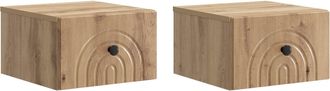vidaXL Mesita De Noche De Pared 2 Uds. Roble Artisan 33 X 34,5 X 20 Cm Vidaxl