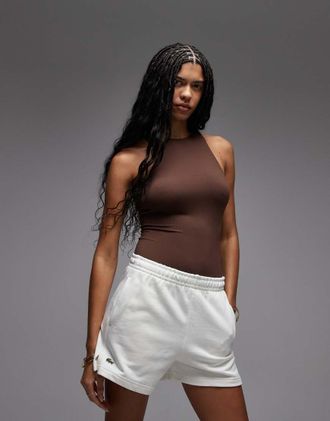 Lacoste Pantaloncini in jersey bianchi con logo classico-Bianco