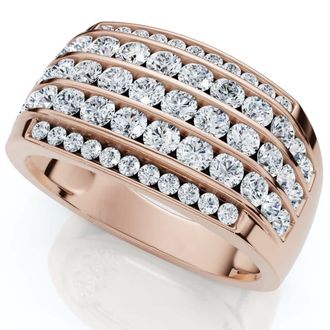 Pompeii3 2Ct Diamond Ring Mens Wide Multi Row in 10k White, Yellow, or Rose Gold