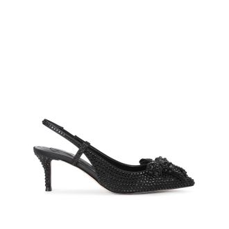 Kurt Geiger Womens Satin Belgravia Bow Crystal Sli Heels - Black - Size UK 3