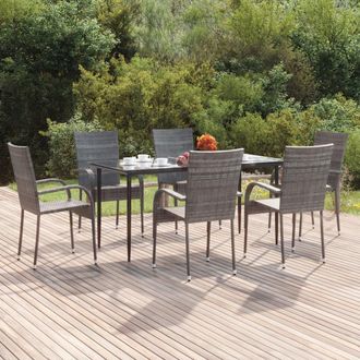 vidaXL Juego De Comedor De Jard&iacute;n 7 Piezas Rat&aacute;n Sint&eacute;tico Gris Vidaxl