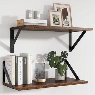 OEM Conjunto De 2 Estantes Flotantes De Pared Con Aspecto R&uacute;stico, De 40 Cm De Ancho Y 20 Cm De Profundidad, Ideales Para Decoraci&oacute;n Y Almacenamiento