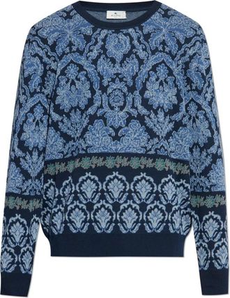 Etro Truien & Vesten, Heren, Blauw, M, Katoen, Katoenen trui met decoratief patroon