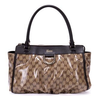 Gucci Pre-owned Womens GG Crystal Abbey D-Ring Tote Shoulder Bag - Beige - One Size