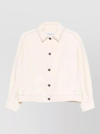 Max Mara boxy denim jacket contrast seams buttons collar