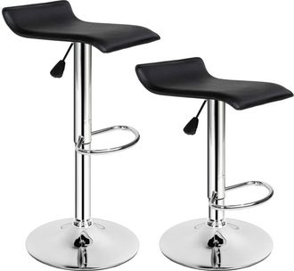TecTake 2 Taburetes de bar cuero sint&eacute;tico, negro