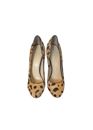 Charlotte Olympia Leopard print pony hair Dolly platform heeled pumps Size 39.5