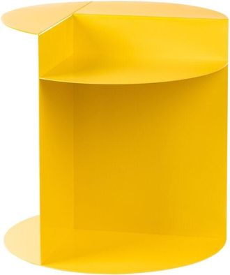 Beliani Beliani - Metal Accent Side Table Round End Table with Shelf Yellow Taggart