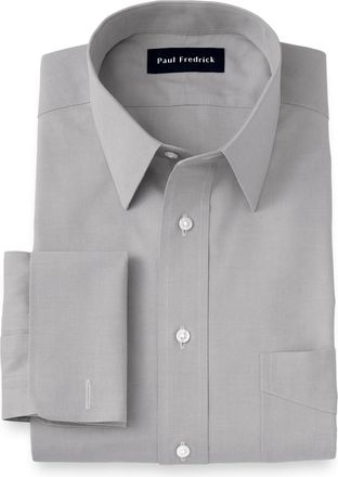 Paul Fredrick Non-iron Cotton Pinpoint Solid Point Collar French Cuff Dress Shirt