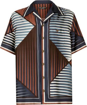 Dolce & Gabbana geometric-print silk shirt - men - Silk - 42 - White
