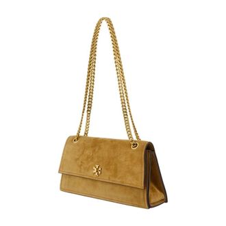 Tory Burch Womens Kira Turnlock Shoulder Bag Leather Khaki Calfskin Shoulder-hobo-bags