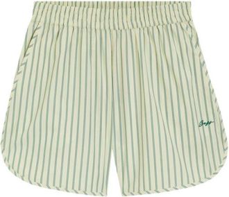 BOSS Vertical-stripe shorts in cotton poplin