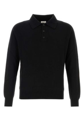 Saint Laurent Mens Black Wool Polo Shirt - Size X-Large