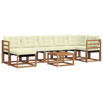 vidaXL Conjunto De Sof&aacute;s De Exterior Con Coj&iacute;n 8 Pcs Natural Y Crema Vidaxl