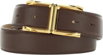 Elisabetta Franchi Accessoires, Dames, Bruin, ONE Size, Leer, Leren Riem met Gesp
