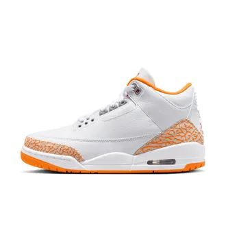 Nike Jordan Womens Air Jordan 3 Retro White and Orange Peel Basketball Shoes in White | CK9246-101