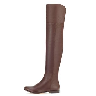 Generic Brown,6.5 UK,Womens Leather PU Thigh High Boots Round Toe Side Zippe Fashion Comfy Chunky Low Heel Over The Knee Boot Fall Winter Dress Shoes