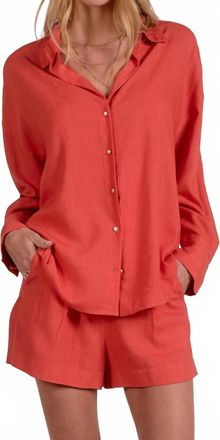 Elan Relaxed Button-Down Shirt In Red