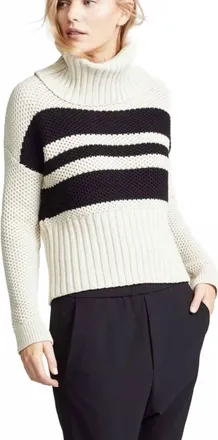 Chaser Cowl Neck Knit Sweater In Cream / Black
