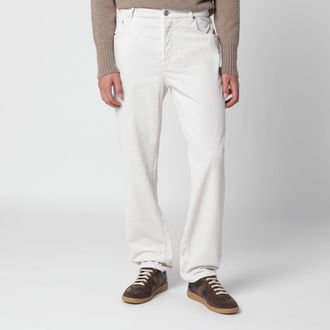 Brunello Cucinelli Pantaloni color ghiaccio in velluto a costine