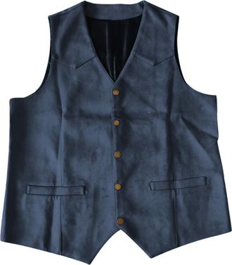 Generic Mens Brown Cowboy Waistcoat Fancy Dress Costume, Oktoberfest Bavarian Traditional Button Waistcoats,Mens Formal Wedding Party Waistcoat Solid Color Ve