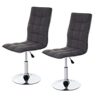 Hhg Hhg - Nunca Usado] Juego De 2 Sillas De Comedor 616, Silla De Cocina, Giratoria Regulable En Altura, Tela/textil Mvg, Gris