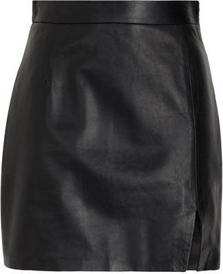 8 by YOOX LEATHER FRONT SLIT MINI SKIRT