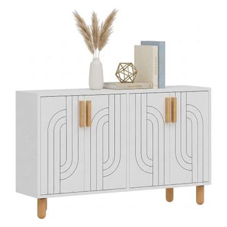Dmora Aparador Venerina, Alacena 2 Estantes, 4 Puertas, 4 Espacios, 120x30x74h Cm Blanco