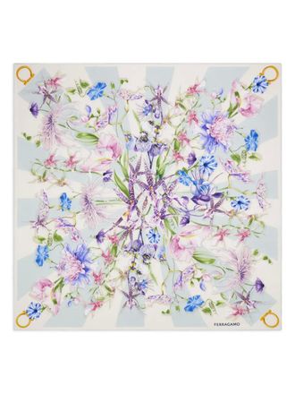 Ferragamo Gaia-print silk scarf - women - Silk - One Size - Blue