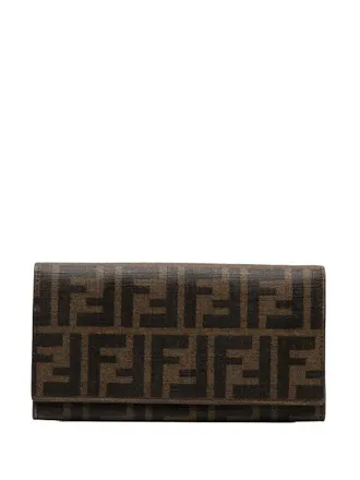 Fendi 2010-2025 Zucca Coated Canvas Trifold Wallet long wallets - Brown