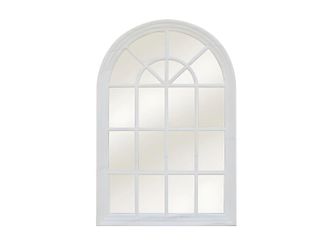 Vente-Unique Specchio A Finestra In Legno Di Paulownia Montesquieu - L 80 X H 120 Cm - Bianco Effetto Invecchiato