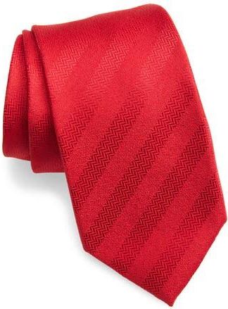Tommy Hilfiger Herringbone Solid Stripe Tie in Red/red at Nordstrom Rack