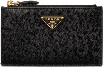 Prada Pasjeshouder van saffiano leer met print - Zwart