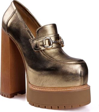 Zigi Soho Thai Platform Bit Loafer Pump in Metallic Gold at Nordstrom, Size 11