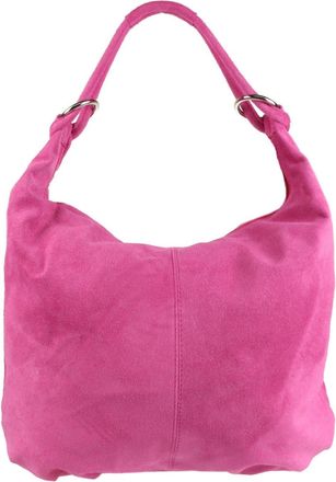 Girly HandBags Womens Hobo Italian Suede Leather Shoulder Bag (Fuchsia)