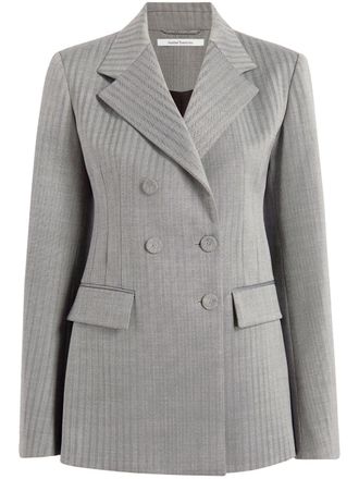 Another Tomorrow herringbone double-breasted blazer - women - RWS Merino Wool/Elastane - 40 - Grey