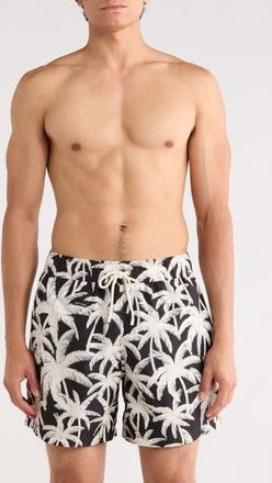 Palm Angels Palm Tree Print Swim Shorts in Black White at Nordstrom Rack, Size Xx-Large
