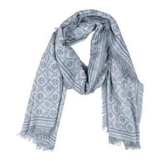 Tory Burch T Monogram Floral Scarf - unisex - Tory Burch - Winter Scarves - Blue - ONE SIZE - Accessories