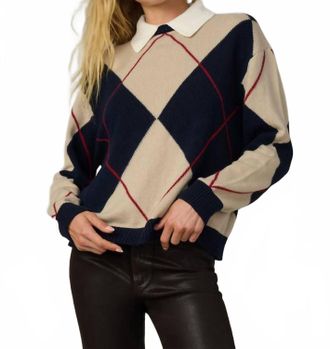 Joe's Jude Collared Sweater In Navy Multi Argyle