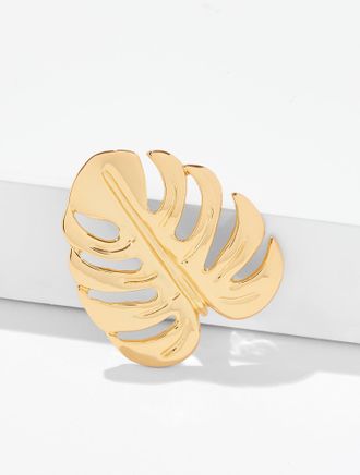 Talbots Monstera Leaf Brooch - Shiny Gold - 001 Talbots