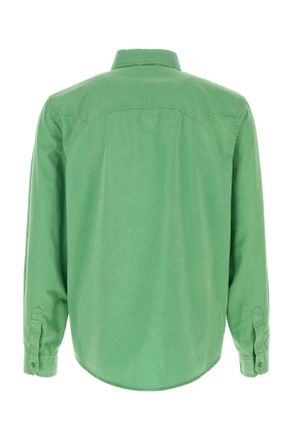 Versace Mens Grass Green Cotton Shirt Exterior: Camicie