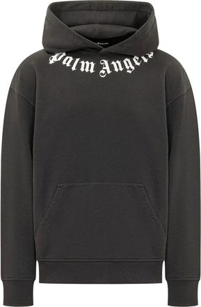 Palm Angels Hoodies & sweatvesten, Heren, Zwart, S, Katoen, Neck Logo Regular Hoodie