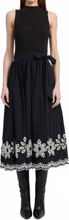 En Saison Isidora Sleeveless Embroidered Midi Dress In Black