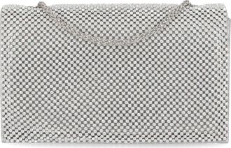 Jessica McClintock Adria Rhinestone Embellished Chain Handle Clutch in Silver at Nordstrom Rack