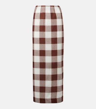 Possé Mira gingham cotton maxi skirt