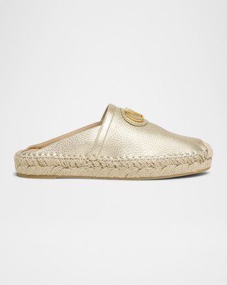 Valentino Garavani VLogo Metallic Medallion Espadrille Mules