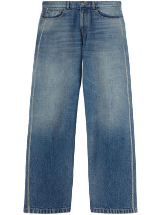 Palm Angels Curved Logo Loose Fit 5 Pockets Jeans