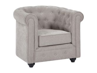 Vente-Unique Sill&oacute;n de tela gris CHESTERFIELD