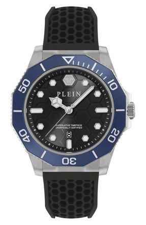 Philipp Plein Aquastorm Silicone Strap Watch, 44mm in Stainless Steel at Nordstrom